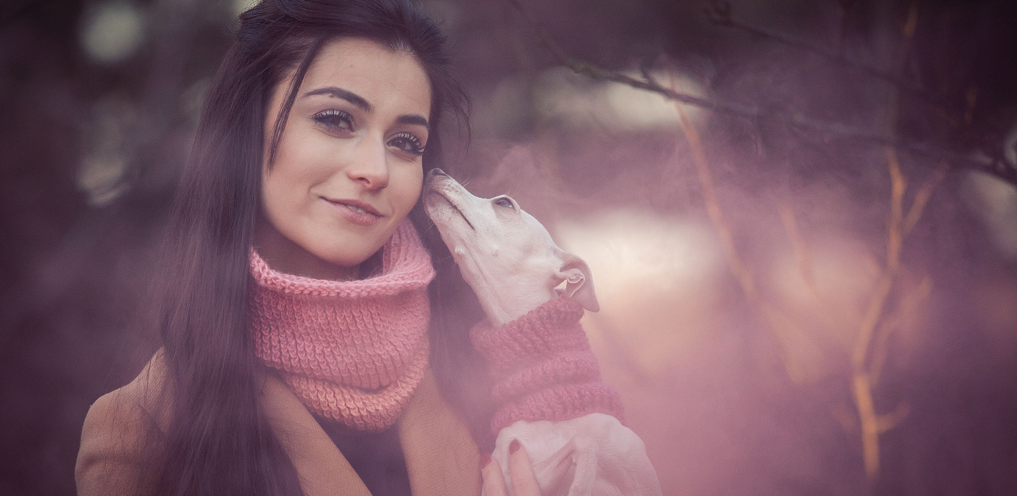 wełniany snood dla charcika i właściciela